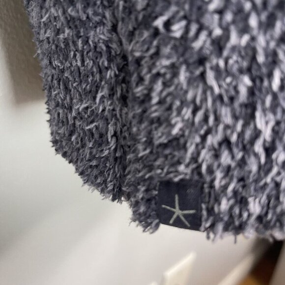 Barefoot Dreams CozyChic SZ L Open Front Knit Cardigan Sweater Pockets Blue Gray - Picture 9 of 11